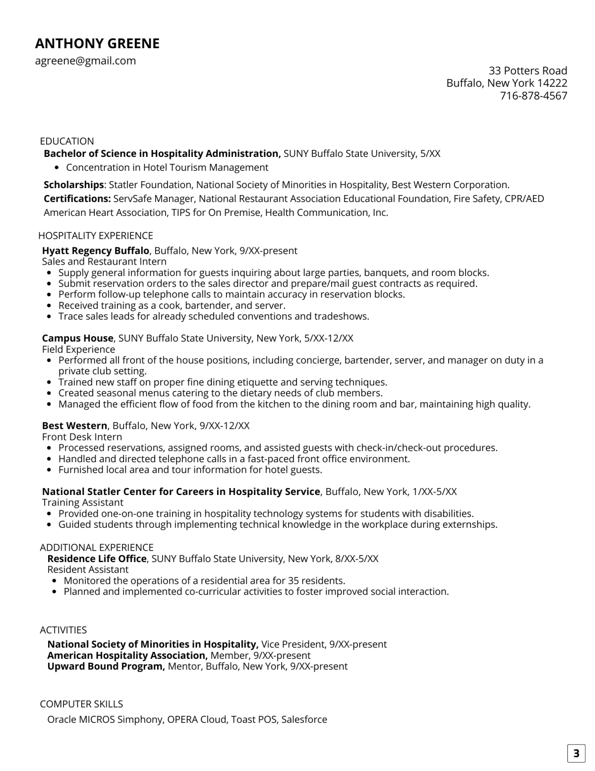 Hospitality Administration - Resort / Hotel Management
