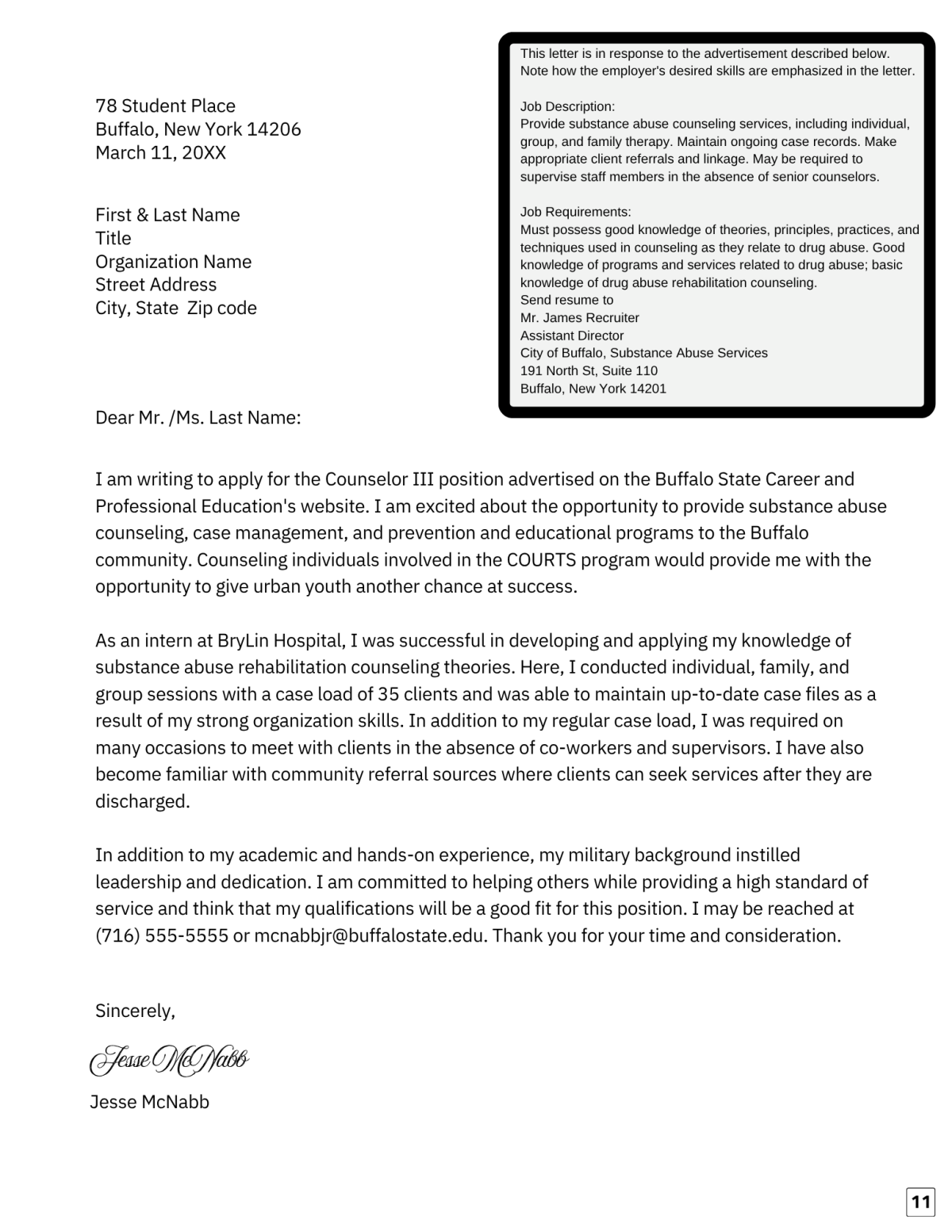 Sample Letter of Application
