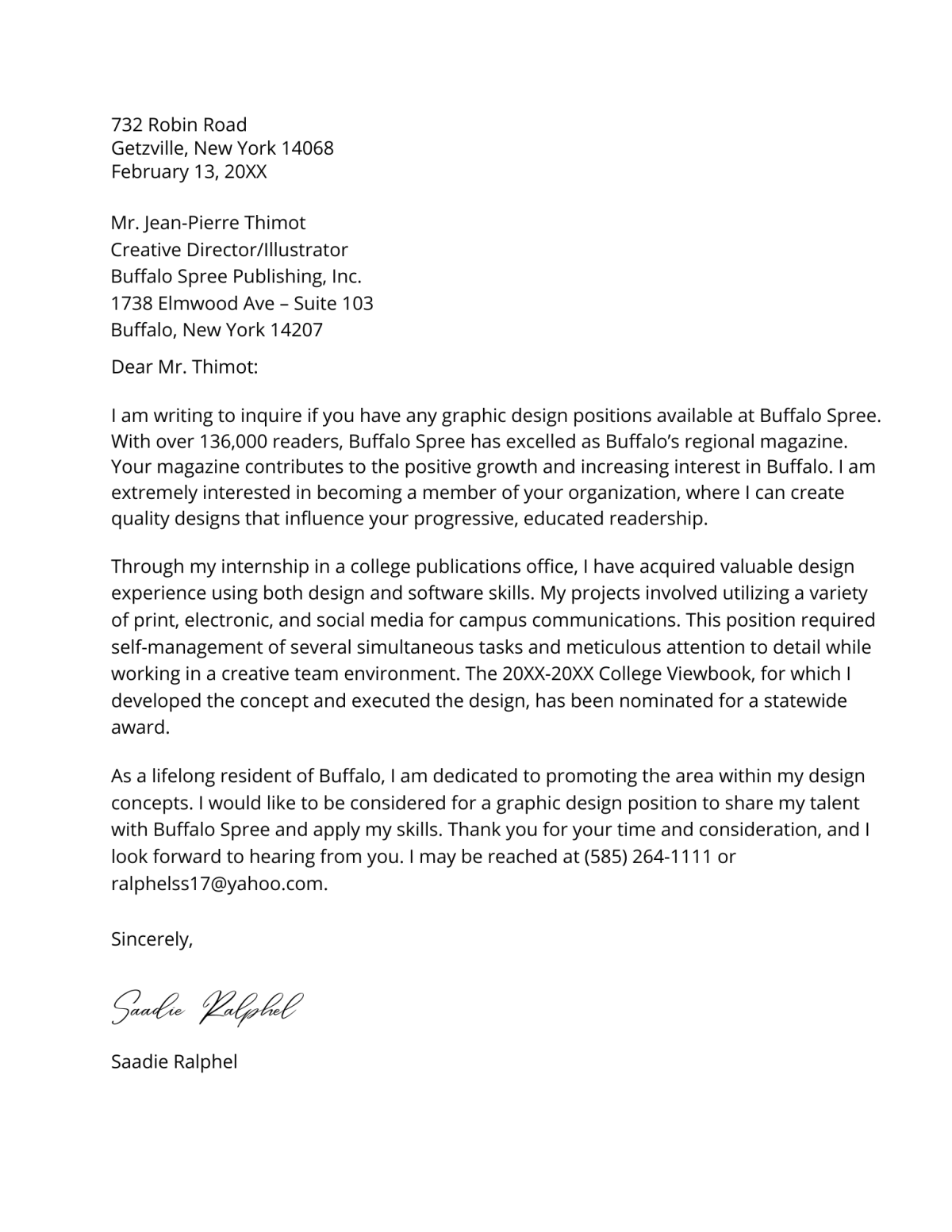 Sample Letter of Inquiry